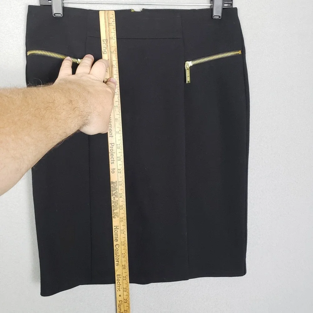 Michael Kors Exposed Zipper Pencil Skirt Black Office Siren‎ Careerwear Size 6